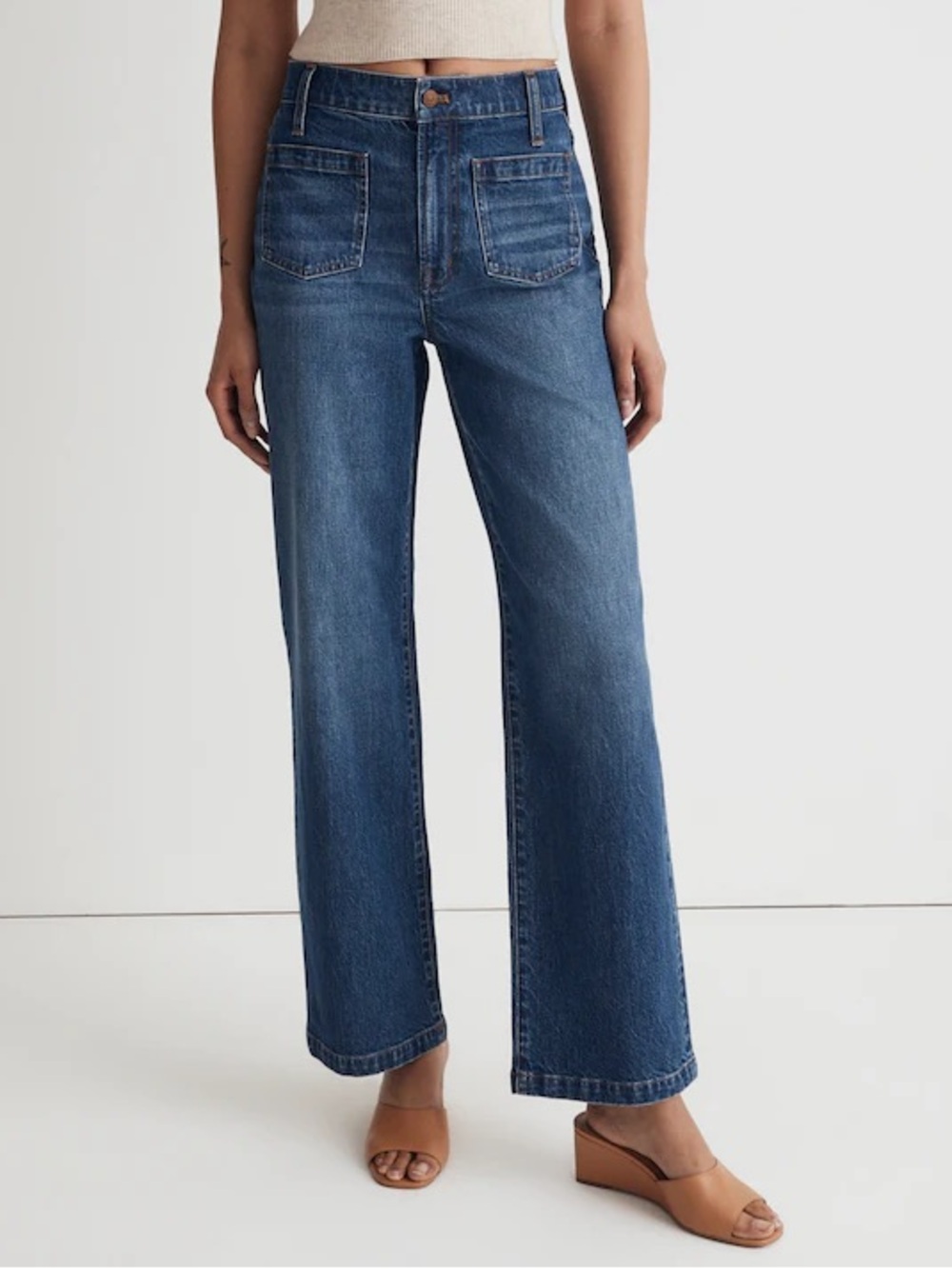 EUC Madewell Perfect Vintage Wide Leg Jean, Patch Pockets, Sz 29P